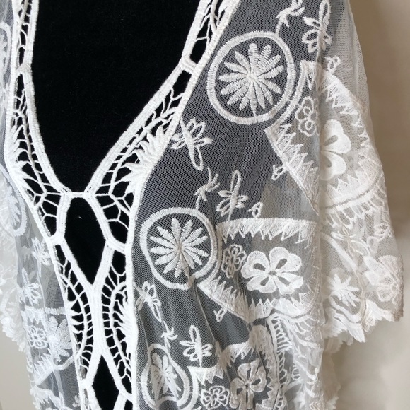 Swimwear cover up crochet lace mesh white NWT boho - Picture 4 of 6
